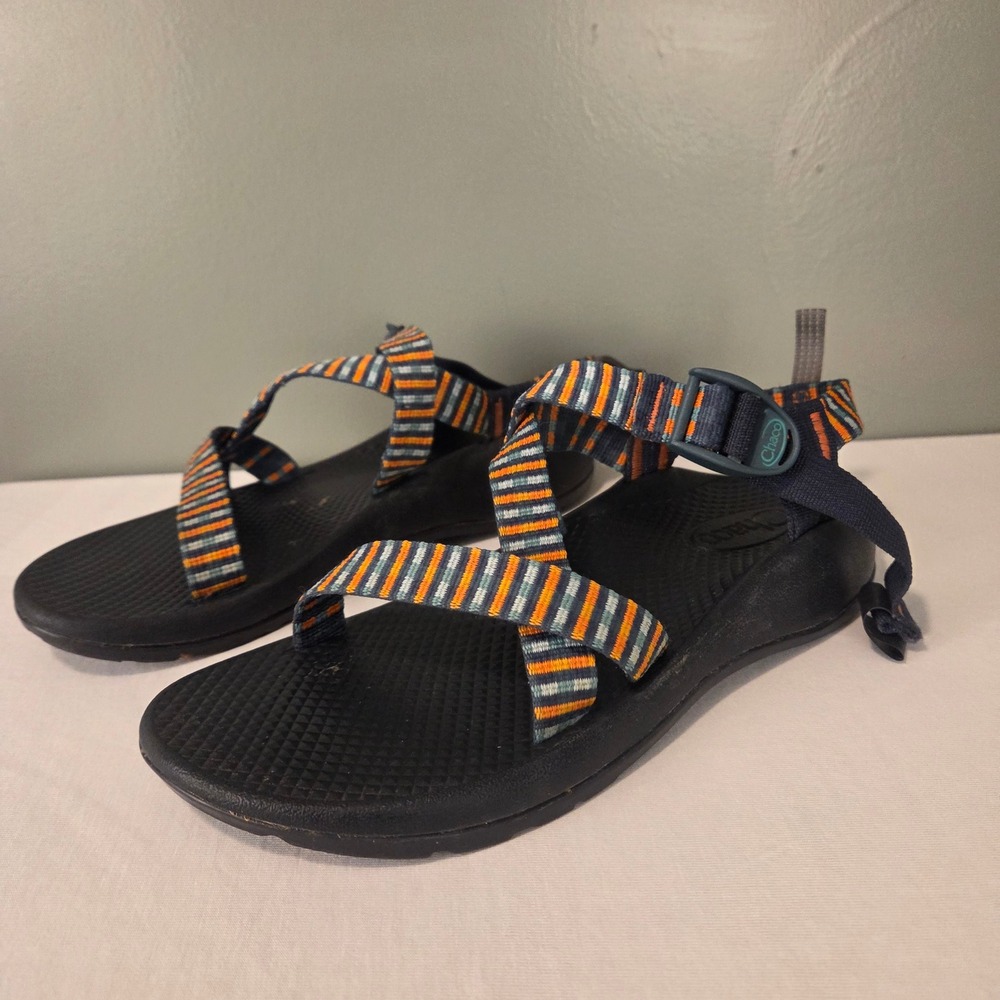 Chaco Big Kids Z1 Ecotread Sandals Size 5 Navy Blue Orange